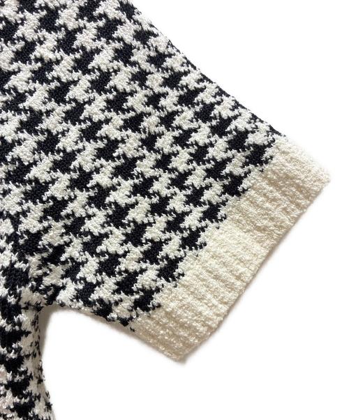 Christian Dior（クリスチャン ディオール）Christian Dior (クリスチャン ディオール) 千鳥柄ショートスリーブニット ホワイト×ブラック サイズ:F 34の古着・服飾アイテム