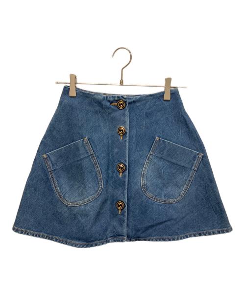 GUCCI（グッチ）GUCCI (グッチ) GGボタン フレアデニムスカート インディゴ サイズ:36の古着・服飾アイテム