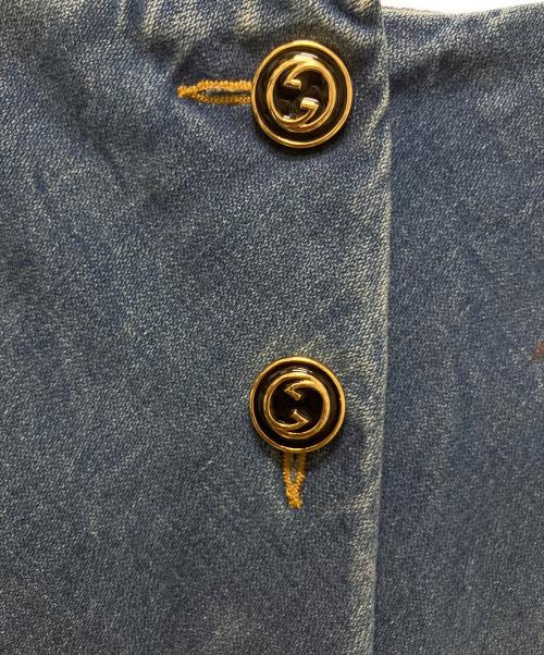 GUCCI（グッチ）GUCCI (グッチ) GGボタン フレアデニムスカート インディゴ サイズ:36の古着・服飾アイテム