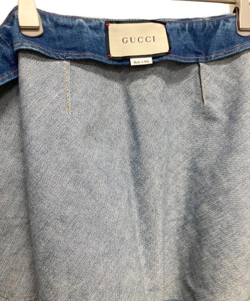 GUCCI（グッチ）GUCCI (グッチ) GGボタン フレアデニムスカート インディゴ サイズ:36の古着・服飾アイテム