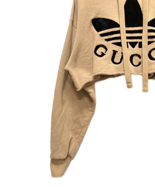 GUCCI（グッチ）GUCCI (グッチ) adidas (アディダス) Gucci x adidas Cropped/ショート丈パーカー ブラウン サイズ:XSの古着・服飾アイテム