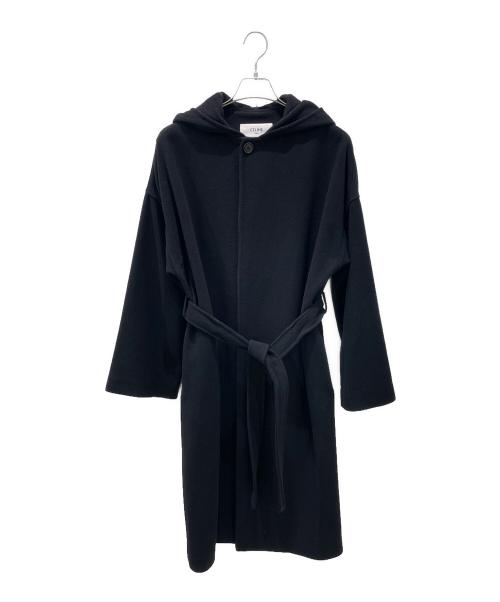 CELINE（セリーヌ）CELINE (セリーヌ) ベルト付フーテッドカシミヤコート ブラック サイズ:34の古着・服飾アイテム