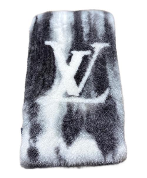 LOUIS VUITTON（ルイ ヴィトン）LOUIS VUITTON (ルイ ヴィトン) LVマークミンクストール ホワイト×グレーの古着・服飾アイテム