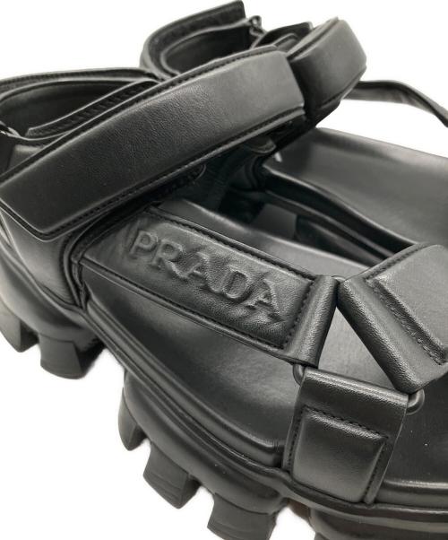 PRADA（プラダ）PRADA (プラダ) レザーサンダル ブラック サイズ:8 1/2の古着・服飾アイテム