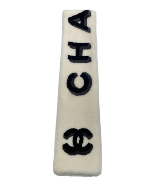 CHANEL（シャネル）CHANEL (シャネル) ココマークムートンマフラー アイボリー×ブラックの古着・服飾アイテム