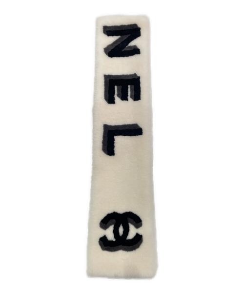 CHANEL（シャネル）CHANEL (シャネル) ココマークムートンマフラー アイボリー×ブラックの古着・服飾アイテム