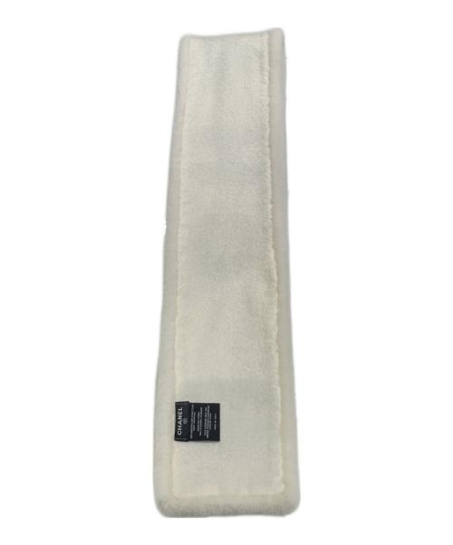 CHANEL（シャネル）CHANEL (シャネル) ココマークムートンマフラー アイボリー×ブラックの古着・服飾アイテム