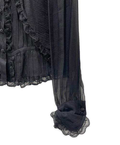 CHANEL（シャネル）CHANEL (シャネル) フリルブラウス ブラック サイズ:42の古着・服飾アイテム