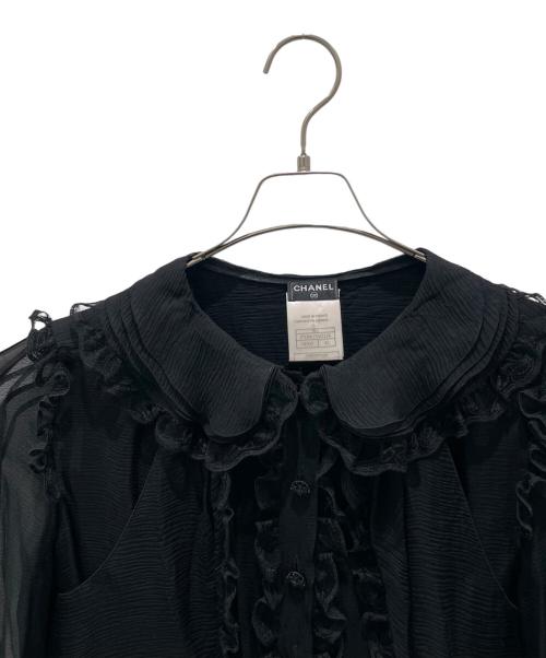 CHANEL（シャネル）CHANEL (シャネル) フリルブラウス ブラック サイズ:42の古着・服飾アイテム