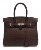 HERMESエルメス）の古着「バーキン30/シルバー金具/オーストリッチ/□H刻印/ブラウン」｜ブラウン