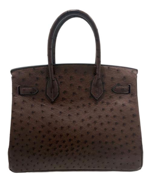 HERMES（エルメス）HERMES (エルメス) バーキン30/シルバー金具/オーストリッチ/□H刻印/ブラウン ブラウン サイズ:30の古着・服飾アイテム