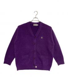 A BATHING APE×WORLD GONE MAD（ア ベイシング エイプ）の古着「One Point Hairly Yarn Cardigan 」｜パープル