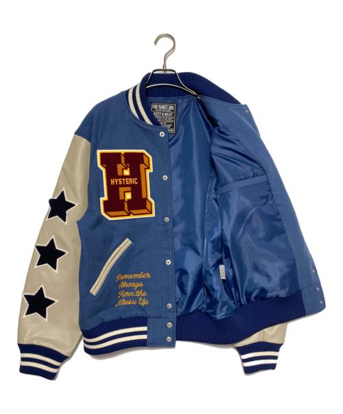 Hysteric Glamour（ヒステリックグラマー）Hysteric Glamour (ヒステリックグラマー) TURN THE MUSIC UP刺繍 スタジャン グリーン×ベージュ サイズ:Lの古着・服飾アイテム