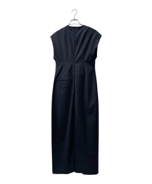 LOEFF（ロエフ）LOEFF (ロエフ) ウエストカーブドレープワンピース ブラックの古着・服飾アイテム