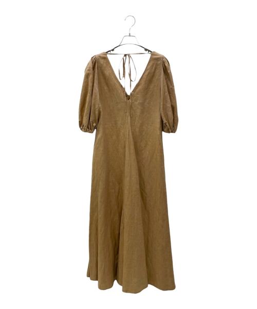 MYLAN（マイラン）MYLAN (マイラン) Volume Sleeve V neck Dress（ボリューム スリーブ Vネック ドレス） ベージュ サイズ:Freeの古着・服飾アイテム