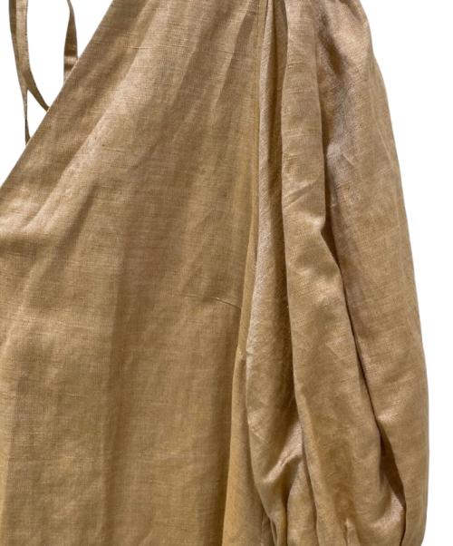 MYLAN（マイラン）MYLAN (マイラン) Volume Sleeve V neck Dress（ボリューム スリーブ Vネック ドレス） ベージュ サイズ:Freeの古着・服飾アイテム