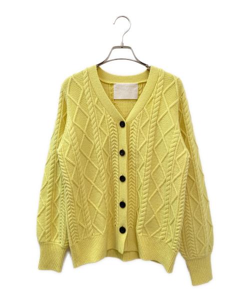 MYLAN（マイラン）MYLAN (マイラン) Cashmere Cable Knit V Neck Cardigan イエロー サイズ:Freeの古着・服飾アイテム
