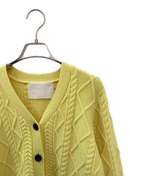 MYLAN（マイラン）MYLAN (マイラン) Cashmere Cable Knit V Neck Cardigan イエロー サイズ:Freeの古着・服飾アイテム