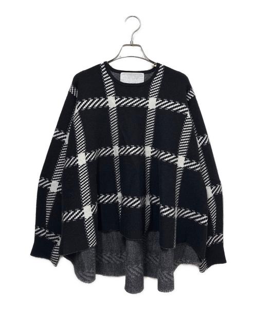 MYLAN（マイラン）MYLAN (マイラン) カシミヤニットフレアトップ/ジャガーニットパンツ （セットアップ） ホワイト×ブラック サイズ:freeの古着・服飾アイテム