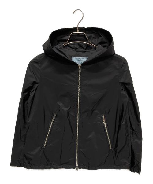PRADA（プラダ）PRADA (プラダ) Triangle Plate Nylon Jacket/トライアングルプレートナイロンジャケット ブラック サイズ:36の古着・服飾アイテム