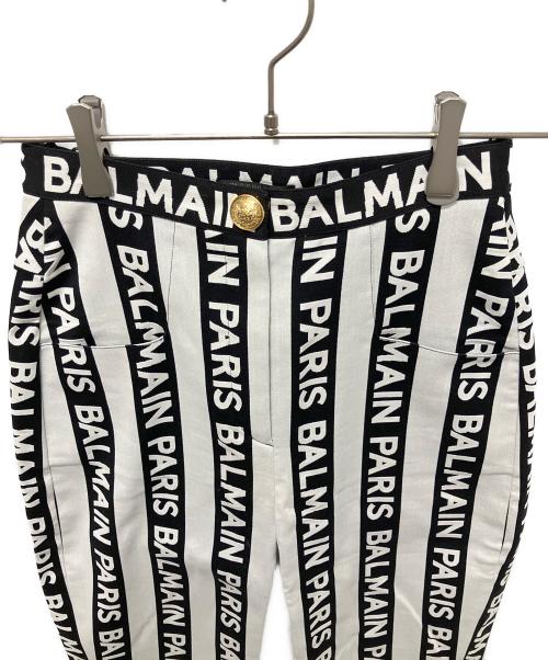 BALMAIN（バルマン）BALMAIN (バルマン) ストライプロゴスリムパンツ ホワイト サイズ:34の古着・服飾アイテム
