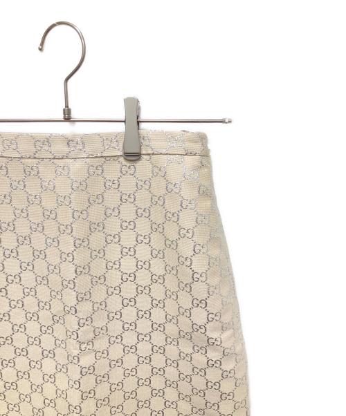 GUCCI（グッチ）GUCCI (グッチ) シルク混 GGラメミニスカート アイボリー サイズ:36の古着・服飾アイテム
