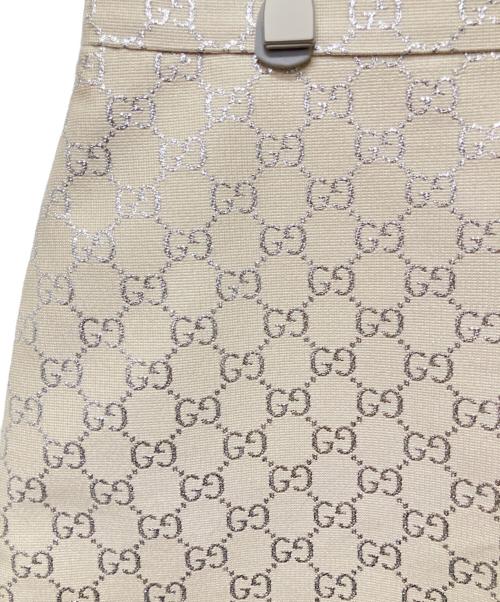 GUCCI（グッチ）GUCCI (グッチ) シルク混 GGラメミニスカート アイボリー サイズ:36の古着・服飾アイテム