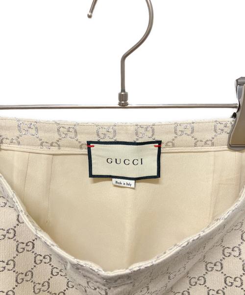 GUCCI（グッチ）GUCCI (グッチ) シルク混 GGラメミニスカート アイボリー サイズ:36の古着・服飾アイテム