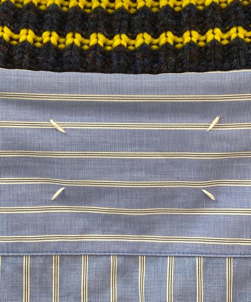 Maison Margiela①（メゾンマルジェラ）Maison Margiela① (メゾンマルジェラ) コンビネーションニットシャツ ネイビー サイズ:38の古着・服飾アイテム