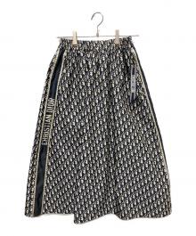 Christian Dior（クリスチャン ディオール）の古着「Trotter Oblique Technical Taffeta Jacquard skirt/トロッター オブリークテクニカル タフタ ジャガードスカート/総柄/フレアスカート」｜ネイビー
