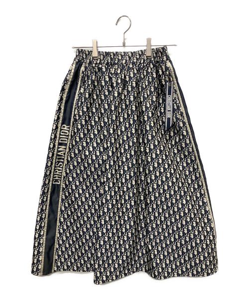 Christian Dior（クリスチャン ディオール）Christian Dior Trotter Oblique Technical Taffeta Jacquard skirt/トロッター オブリークテクニカル タフタ ジャガードスカート/総柄/フレアスカート ネイビー サイズ:36の古着・服飾アイテム