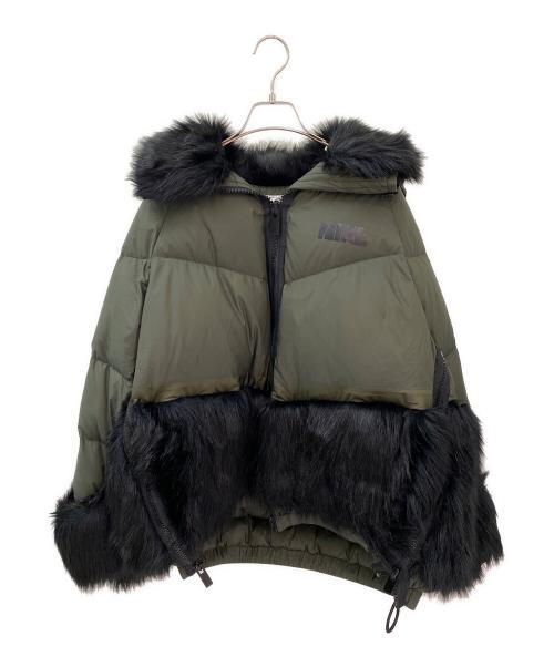 NIKE（ナイキ）NIKE (ナイキ) sacai (サカイ) W NRG Rh PARKA ファー ダウンジャケット オリーブ サイズ:Mの古着・服飾アイテム