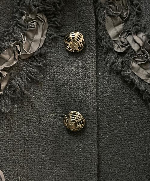 CHANEL（シャネル）CHANEL (シャネル) ツイードジャケット ブラック サイズ:40の古着・服飾アイテム