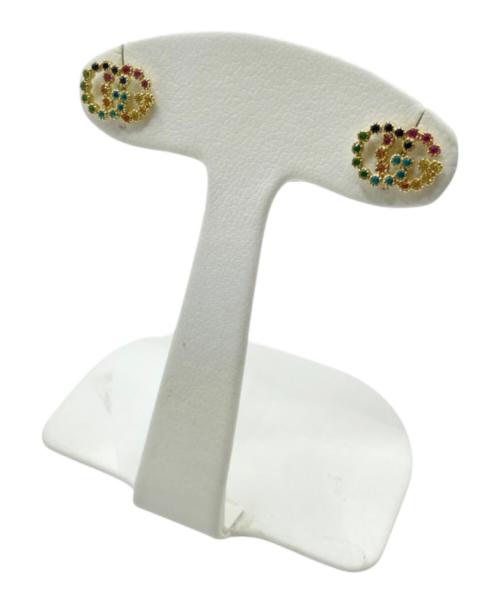 GUCCI（グッチ）GUCCI (グッチ) GG ランニング ロゴ マルチカラーストーン ピアスの古着・服飾アイテム