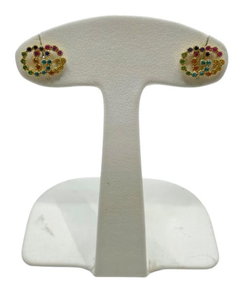 GUCCI（グッチ）GUCCI (グッチ) GG ランニング ロゴ マルチカラーストーン ピアスの古着・服飾アイテム