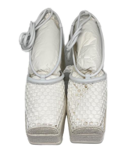 BOTTEGA VENETA（ボッテガベネタ）BOTTEGA VENETA (ボッテガベネタ) レースアップスクエアトゥサンダル ホワイト サイズ:38の古着・服飾アイテム