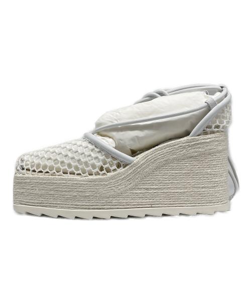 BOTTEGA VENETA（ボッテガベネタ）BOTTEGA VENETA (ボッテガベネタ) レースアップスクエアトゥサンダル ホワイト サイズ:38の古着・服飾アイテム