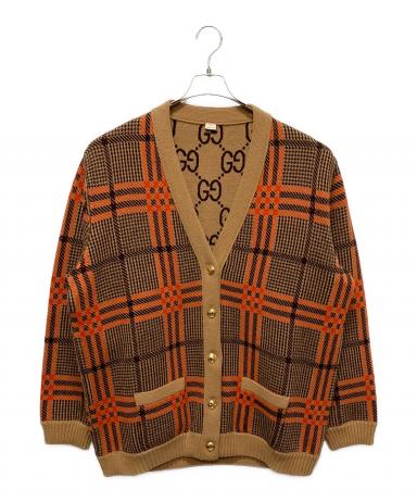 未使用品！GUCCI グッチ　GGロゴ カーディガン　XL クリスマス 関税負担なし☆GUCCI グッチGGチェックウールニットカーディガン