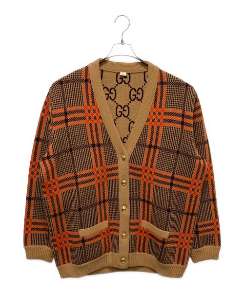 GUCCI（グッチ）GUCCI (グッチ) リバーシブルカーディガン ブラウン サイズ:XXXLの古着・服飾アイテム