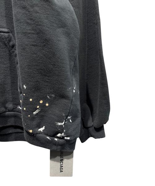 BALENCIAGA（バレンシアガ）BALENCIAGA (バレンシアガ) ペイントダメージ加工フーディ/2022年 ブラック サイズ:Sの古着・服飾アイテム