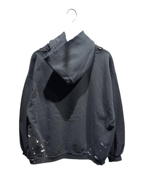 BALENCIAGA（バレンシアガ）BALENCIAGA (バレンシアガ) ペイントダメージ加工フーディ/2022年 ブラック サイズ:Sの古着・服飾アイテム
