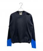 BOTTEGA VENETAボッテガベネタ）の古着「クルーネックナイロンニット」｜ブラック×ブルー