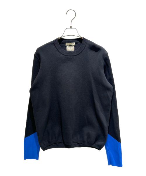 BOTTEGA VENETA（ボッテガベネタ）BOTTEGA VENETA (ボッテガベネタ) クルーネックナイロンニット ブラック×ブルー サイズ:48の古着・服飾アイテム