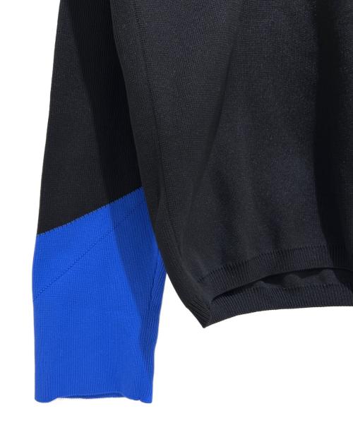 BOTTEGA VENETA（ボッテガベネタ）BOTTEGA VENETA (ボッテガベネタ) クルーネックナイロンニット ブラック×ブルー サイズ:48の古着・服飾アイテム