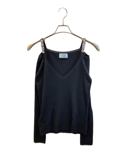 PRADA（プラダ）PRADA (プラダ) オフショルダーカシミアニット　P24QOH ブラック サイズ:40の古着・服飾アイテム