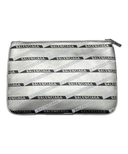 BALENCIAGA（バレンシアガ）BALENCIAGA (バレンシアガ) ロゴテープジップポーチ シルバーの古着・服飾アイテム