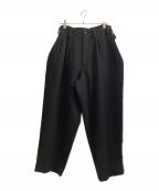 Y'sワイズ）の古着「BIG HERRINGBONE DOUBLE TUCK WIDE PANTS」｜ブラック