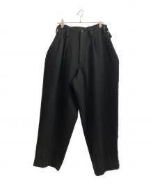 Y's（ワイズ）の古着「BIG HERRINGBONE DOUBLE TUCK WIDE PANTS」｜ブラック