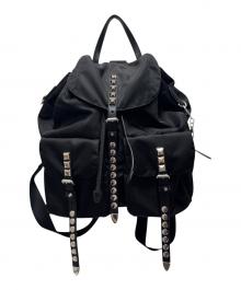 PRADA（プラダ）の古着「ナイロンスタッズリュック/53905」｜ブラック