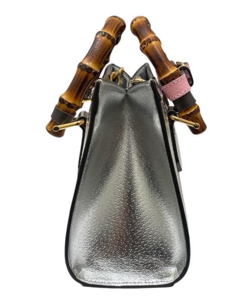 GUCCI（グッチ）GUCCI (グッチ) ダイアナミニバンブーハンドバッグ ベージュ×シルバー×ピンク サイズ:ミニの古着・服飾アイテム